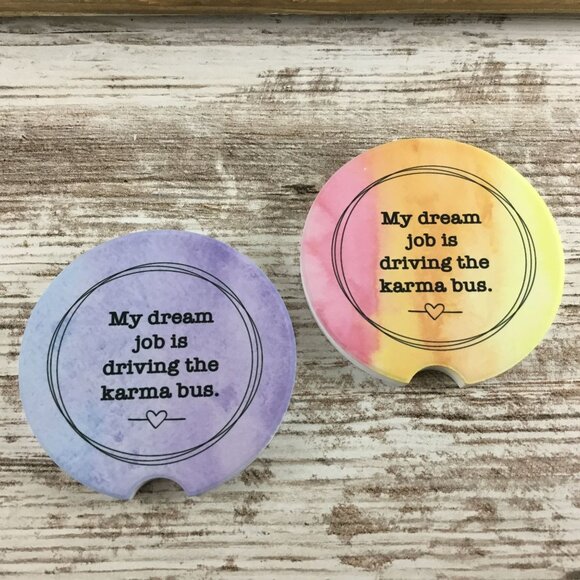 My Dream Job is Driving the Karma Bus Car Coasters Set of 2 - Picture 5 of 6
